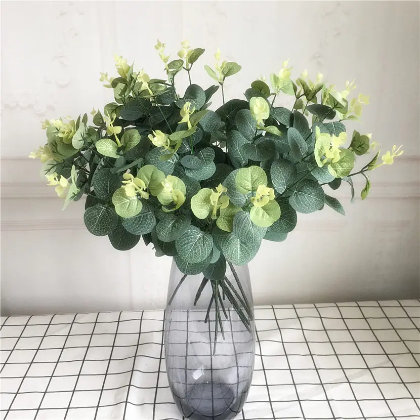 Eucalyptus Short branch Artificial flowers spring decoration Flower arrangment fake plants flores artificiales Faux foliage