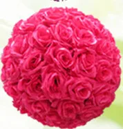 Rose Red 6,8 дюймов(17 см) мята зеленый цветок мяч центральные шелковые розы декоративный висящий цветочный шар Свадебный целующийся шар Pomander Декор - Цвет: Rose Red