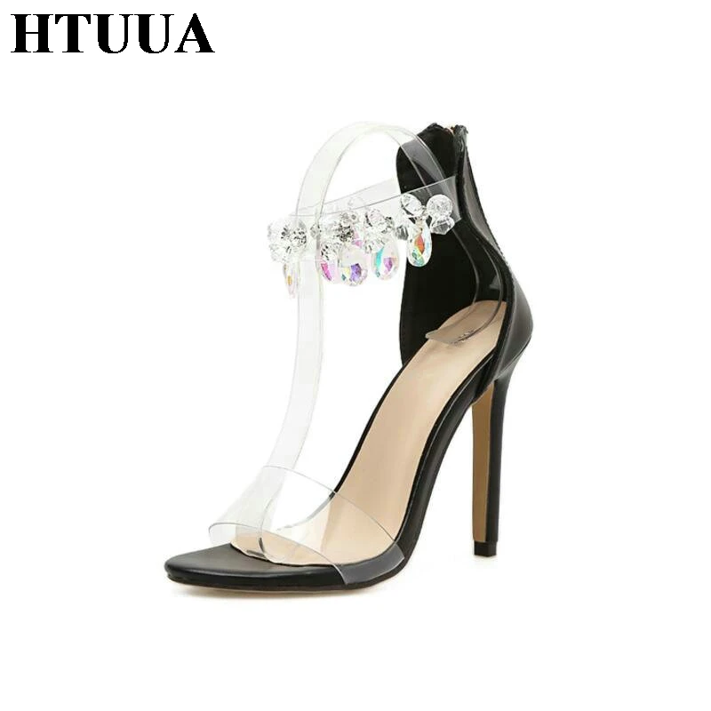 HTUUA Для женщин с украшением в виде кристаллов прозрачный застежкой на молнии