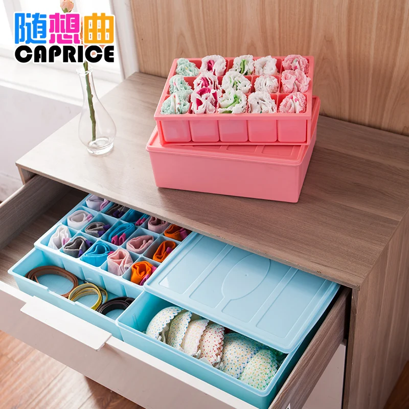 

Thickening and integration type three piece suit of underwear storage box, storage and drawer type clothes sorting box