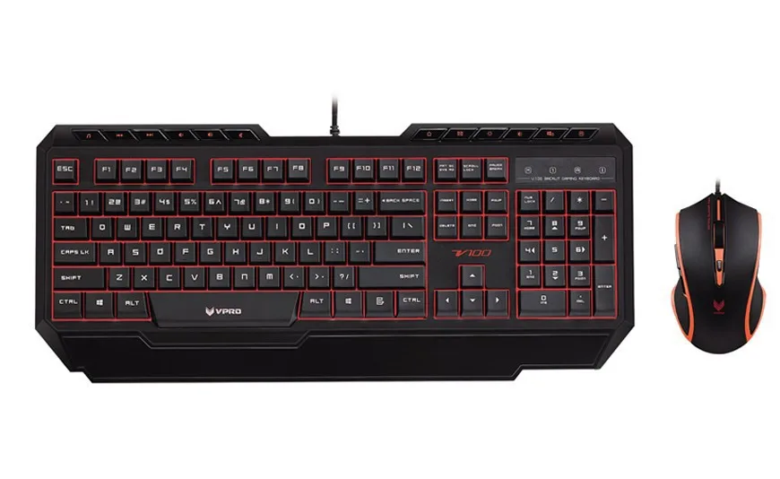 Rapoo V100 Programmable keys Gaming Keyboard 116 Button + Smart breathing Light Mice Backlight Mouse Combo | Компьютеры и офис