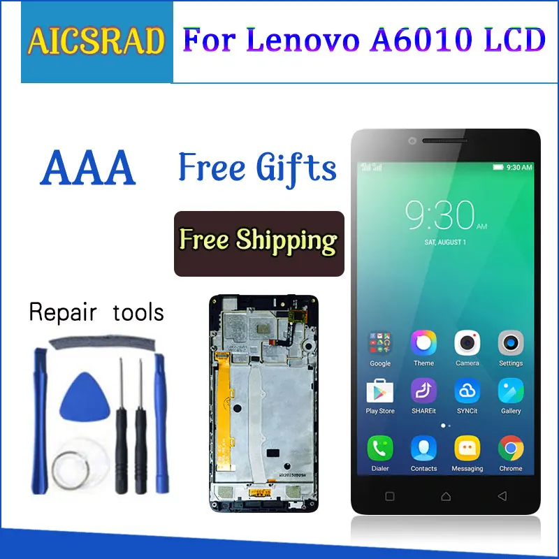 Для 5," lenovo A6010 ЖК-дисплей кодирующий преобразователь сенсорного экрана в сборе с рамкой запасные части для lenovo A6010 дисплей 1280x720