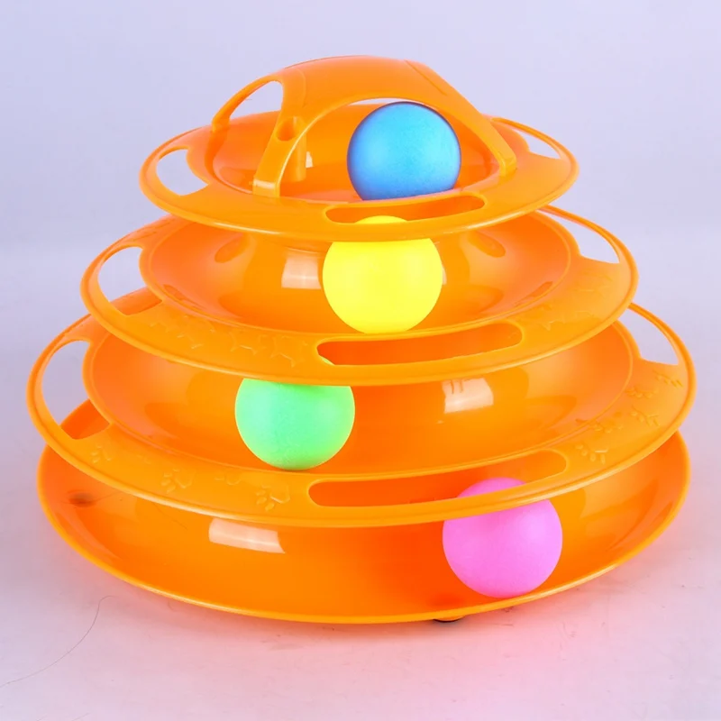 Cat Turntable Upgrade Pet Colorful Toys 4-Layer 4 Bell Balls Kittens Entertainment Disc | Дом и сад