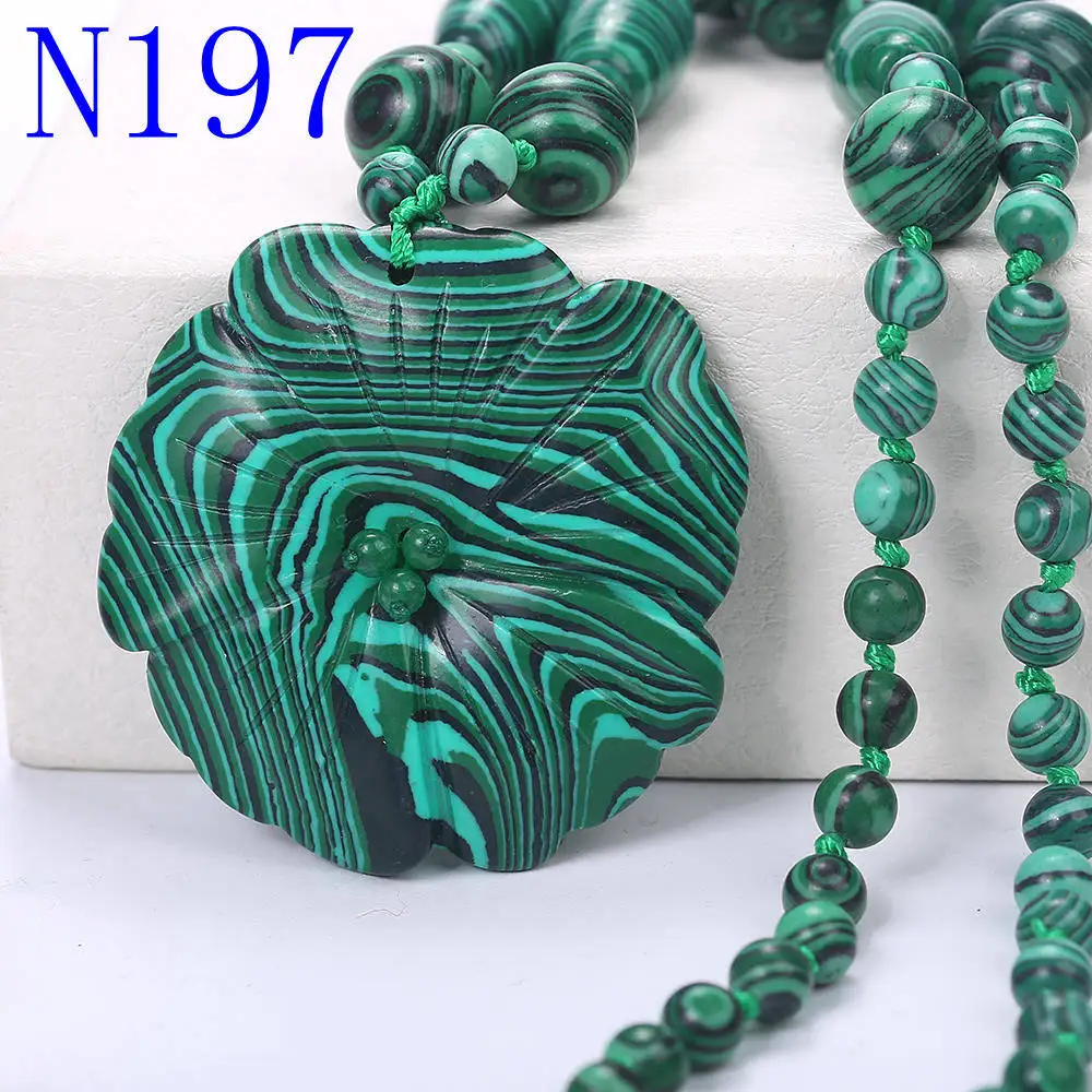 Malachite Yumten ожерелье топаз подвеска в форме цветка Женские аксессуары радужные рейки ювелирные изделия натуральный StoneChoker модные очаровательные аксессуары подарки для женщин натуральный камень нефрит ожерелье - Цвет камня: Malachite