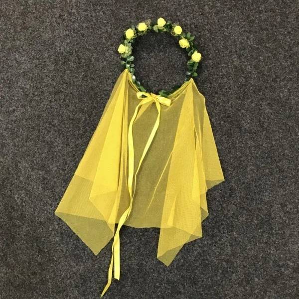 Yellow 8 шт./партия свадебные аксессуары для волос невесты Женская Цветочная повязка на голову с розой корона цветок венок - Цвет: Yellow