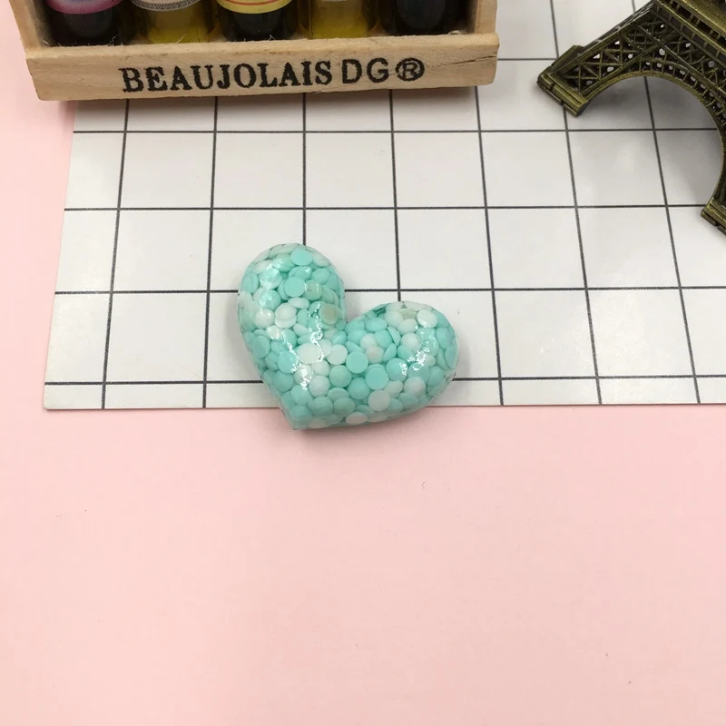 blue heart Смола милые очаровательные сердца, кавайные звезды, Смола Flatback Кабошон для волос Лук центр, скрапбукинг, DIY - Цвет: blue heart