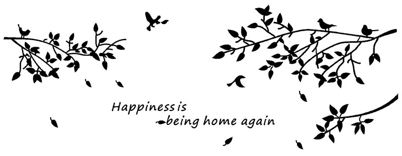 

New Happiness IS Being Home Again Bird Wall Art Decals Quote Living Room Decorative Stickers Removable Wall Sticker