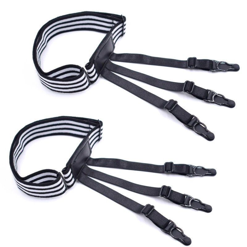 Мужская мода рубашка остается черно белая Полосатая Рубашка Подвязки Эластичный