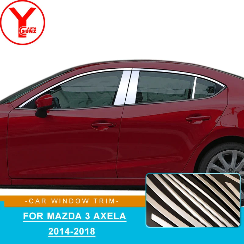 Полоски для отделки окон автомобиля из нержавеющей стали mazda 3 axela 2014 2018 молдинг 2017
