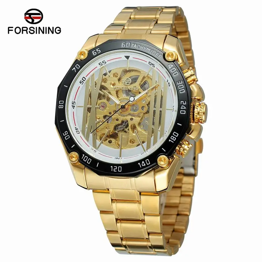 Forsining Роскошные брендовые Стильные Классические Для мужчин черный Watch Automatic