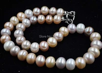 aa 11 5 14mm bread mixed colors freshwater pearl necklace