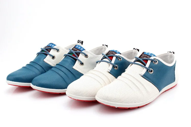White male summer casual leather Men breathable shoes trend plus size commercial single 2014 | Обувь