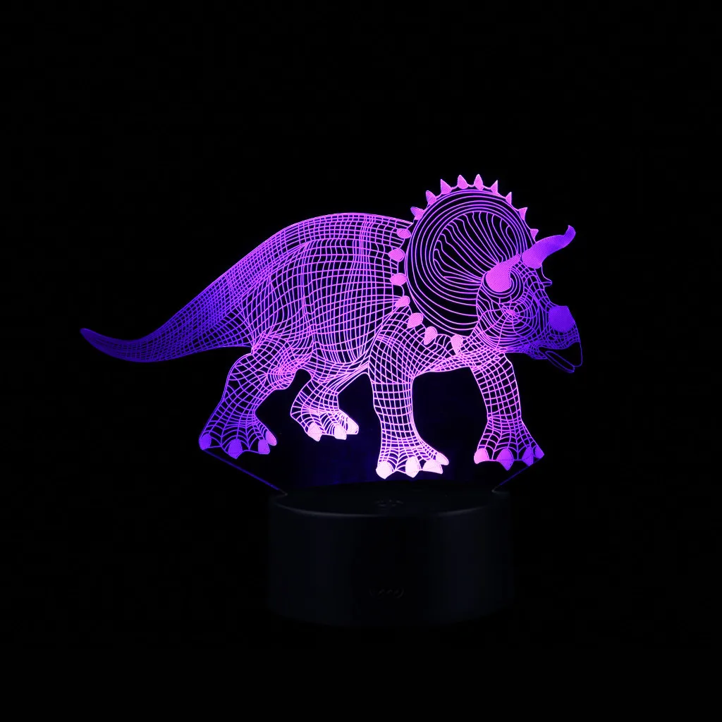 Светодио дный 3D ночник с подсветкой 3D визуальная лампа динозавр Оптическая иллюзия освещение 7 цветов Изменение 3D светильники для детей