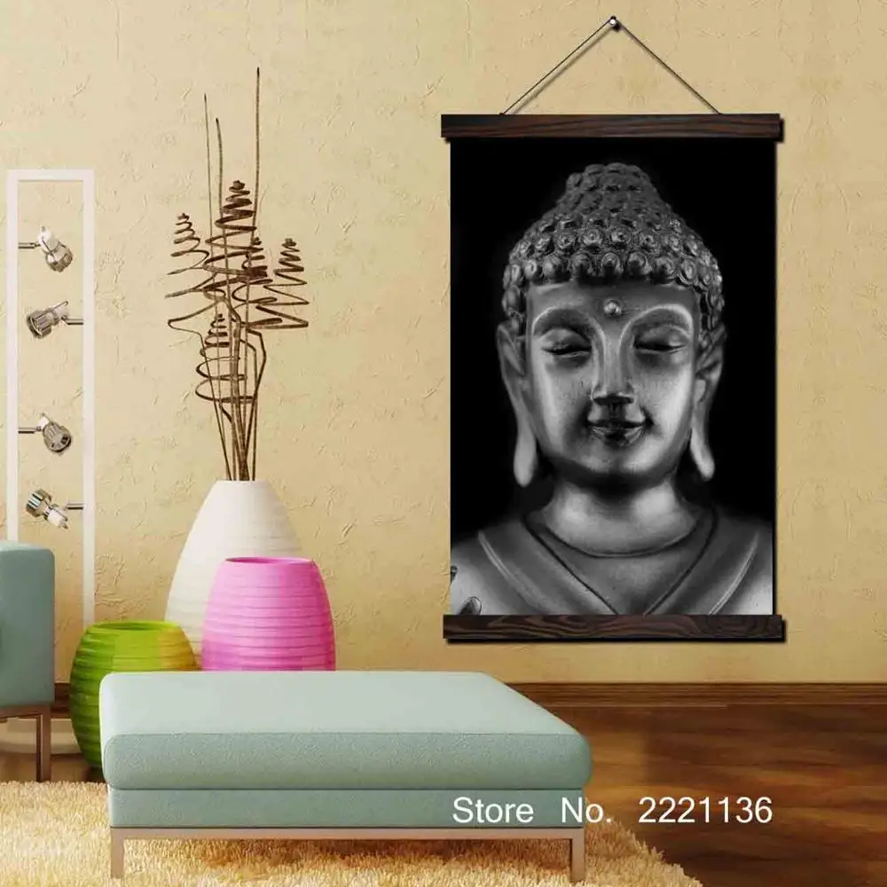 Черный Будда традиции защелка прокрутки живопись HD Wall Art висит холст картины