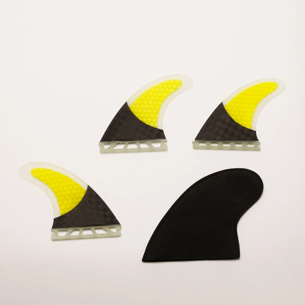 

Customize Grip Half Carbon Honeycomb Future Insurfin Yellow Surfboard Set Fins (3) Size G5