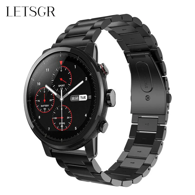 LETSGR Нержавеющая сталь браслет для HUAMI AMAZFIT STRATOS 2/2 s смарт часы 22 мм ремешок Amazfit