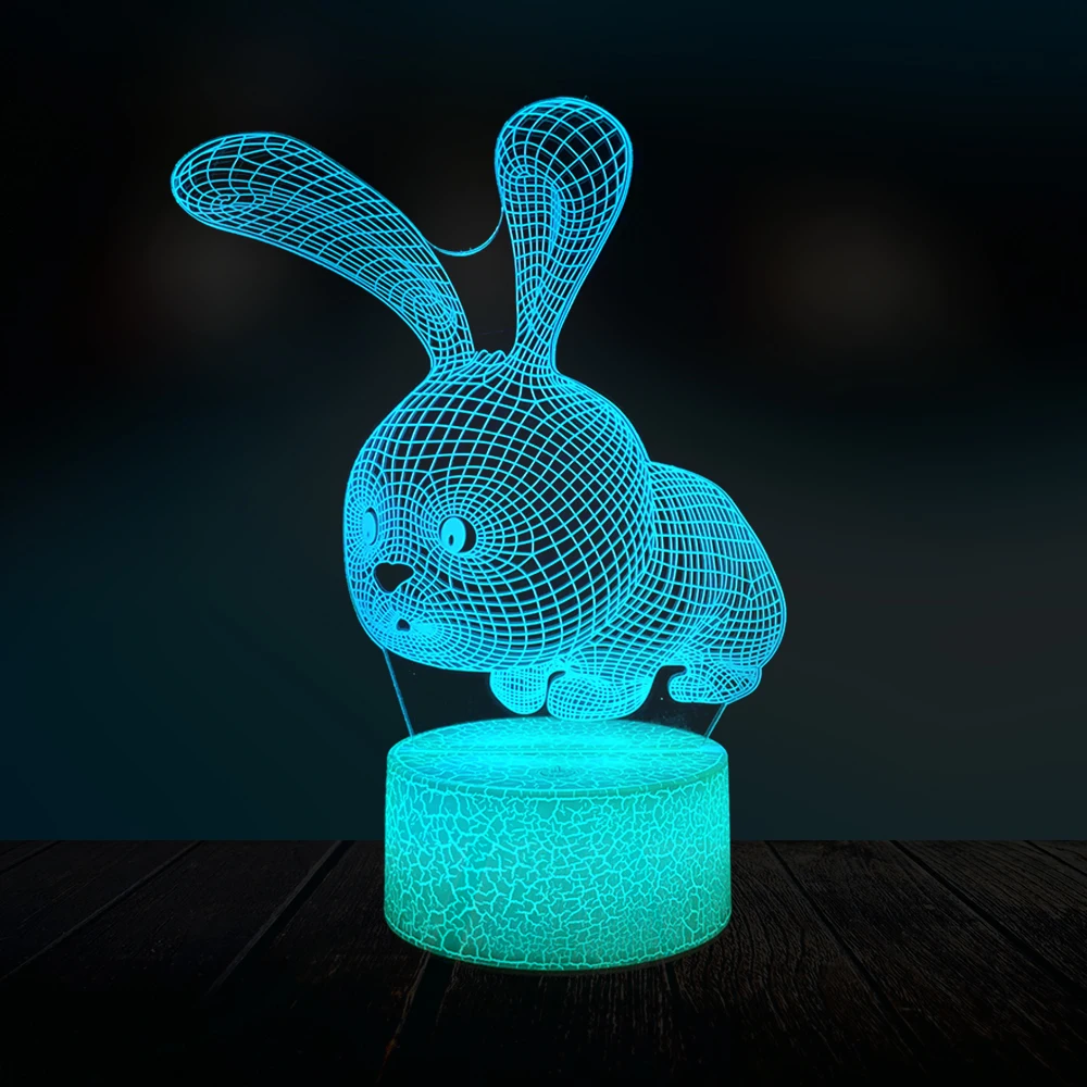 Кролик 3D лампа животное ребенок Рождественский подарок светодиодный USB