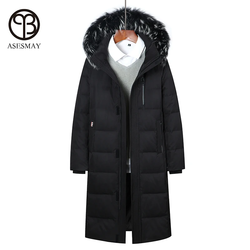 Asesmay 2017 брендовая одежда мужская пуховая куртка толстые зимняя X длинные Парки с