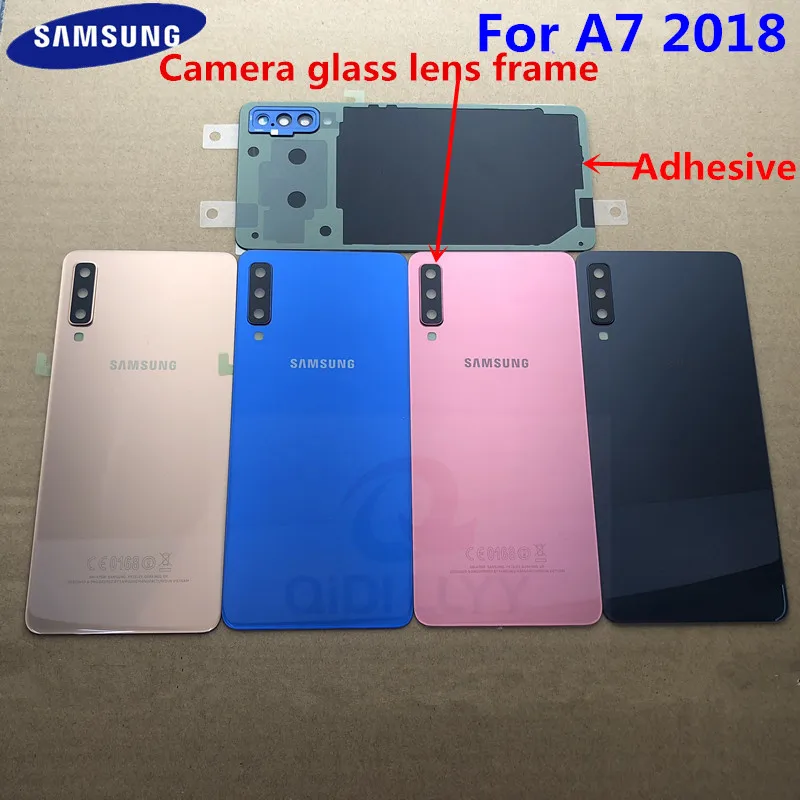 Для SAMSUNG Galaxy A7 A750F SM-A750 Задняя стеклянная крышка батарейного отсека задняя дверь корпус чехол для SAMSUNG A7 Задняя стеклянная крышка