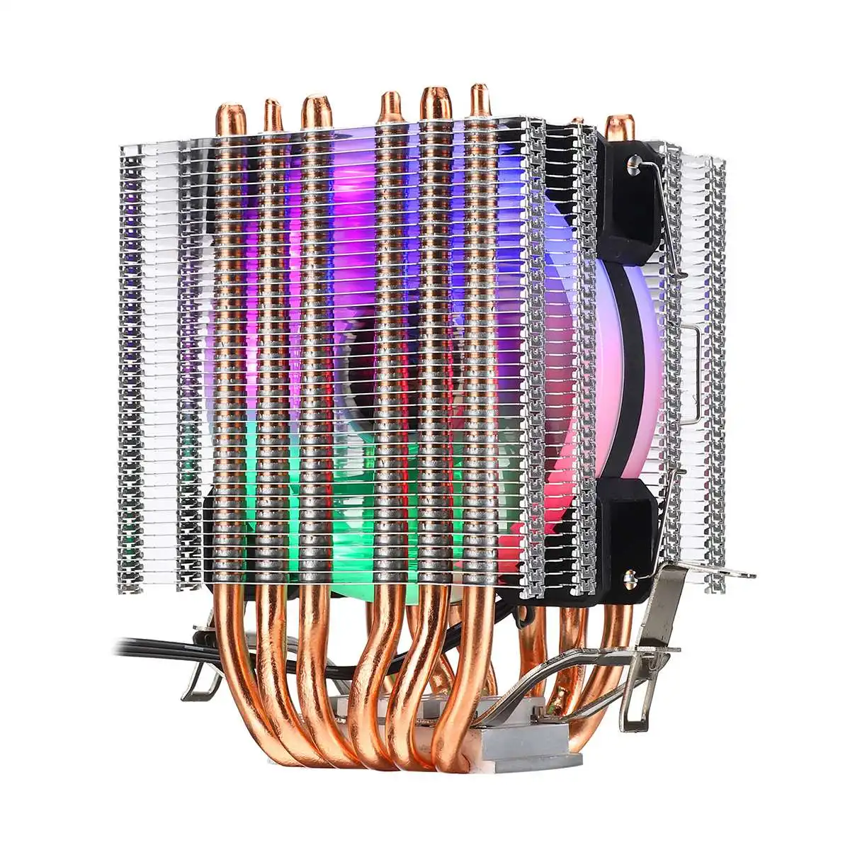 Type 1 6Pipe3pin1fan Процессорный кулер вентилятор радиатора 2/4/6 медные тепловые трубки 3/4Pin RGB Вентилятор Кулер для Intel 775/1150/1151/1155/1156/1366 и AMD все платформы - Цвет лезвия: Type 1 6Pipe3pin1fan
