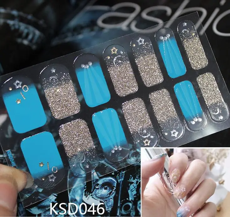KSD046 Звезда Луна серия наклейки для ногтей пятно Защита окружающей среды водонепроницаемый 14 маленький прозрачный нижний лак для ногтей - Цвет: KSD046