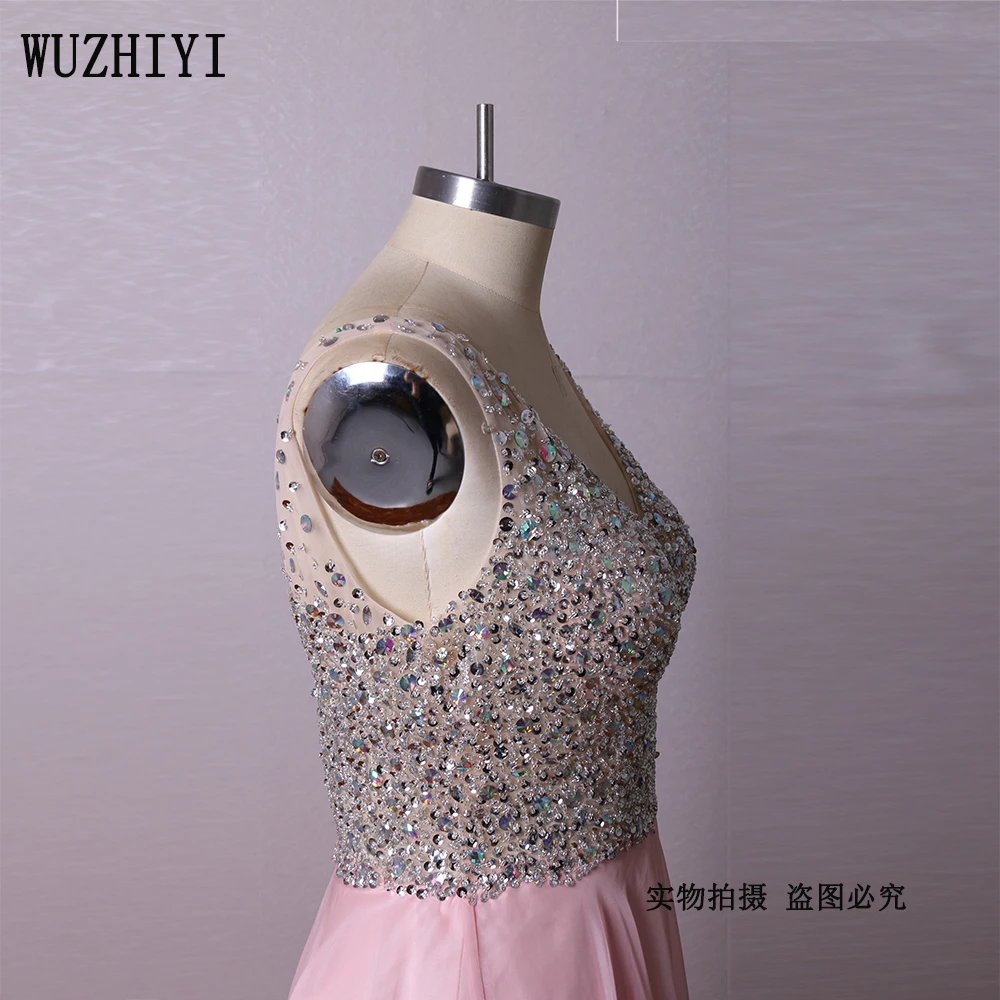 Женское шифоновое платье-лиф WUZHIYI черное платье для выпускного вечера с