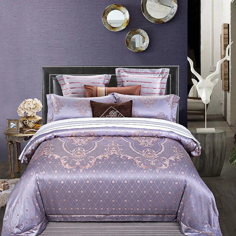 Комплект постельного белья из 4 предметов с жаккардовым кружевом|bed linen|lace duvetbed set |