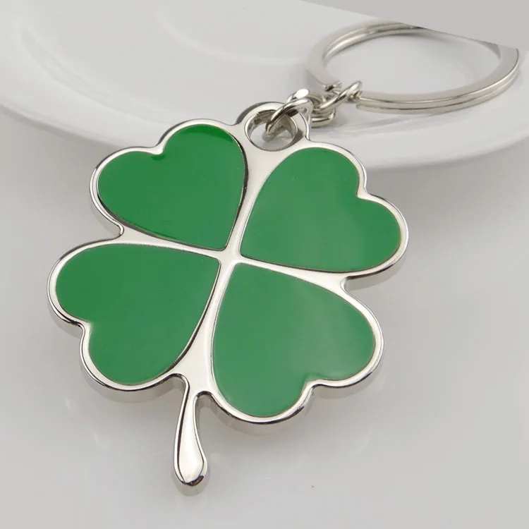 

TAFREEHigh Quality Green Leaf Clover Keychain Fashion Beautiful Oil Four Leaf Clover Lucky Key Chain Jewelry