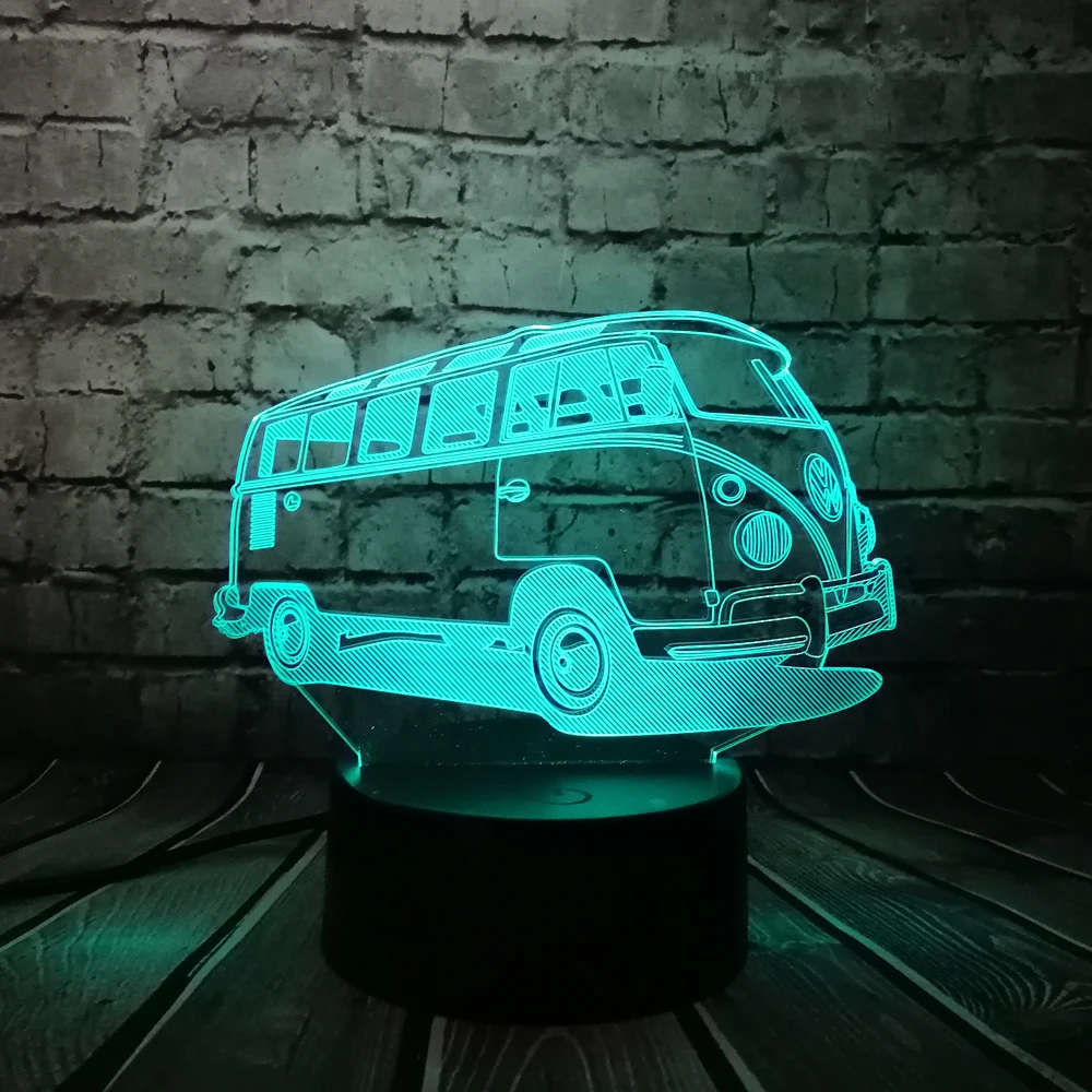 Туристический автобус СВЕТОДИОДНЫЙ 3D лампа многоцветный градиент RGB мультяшный