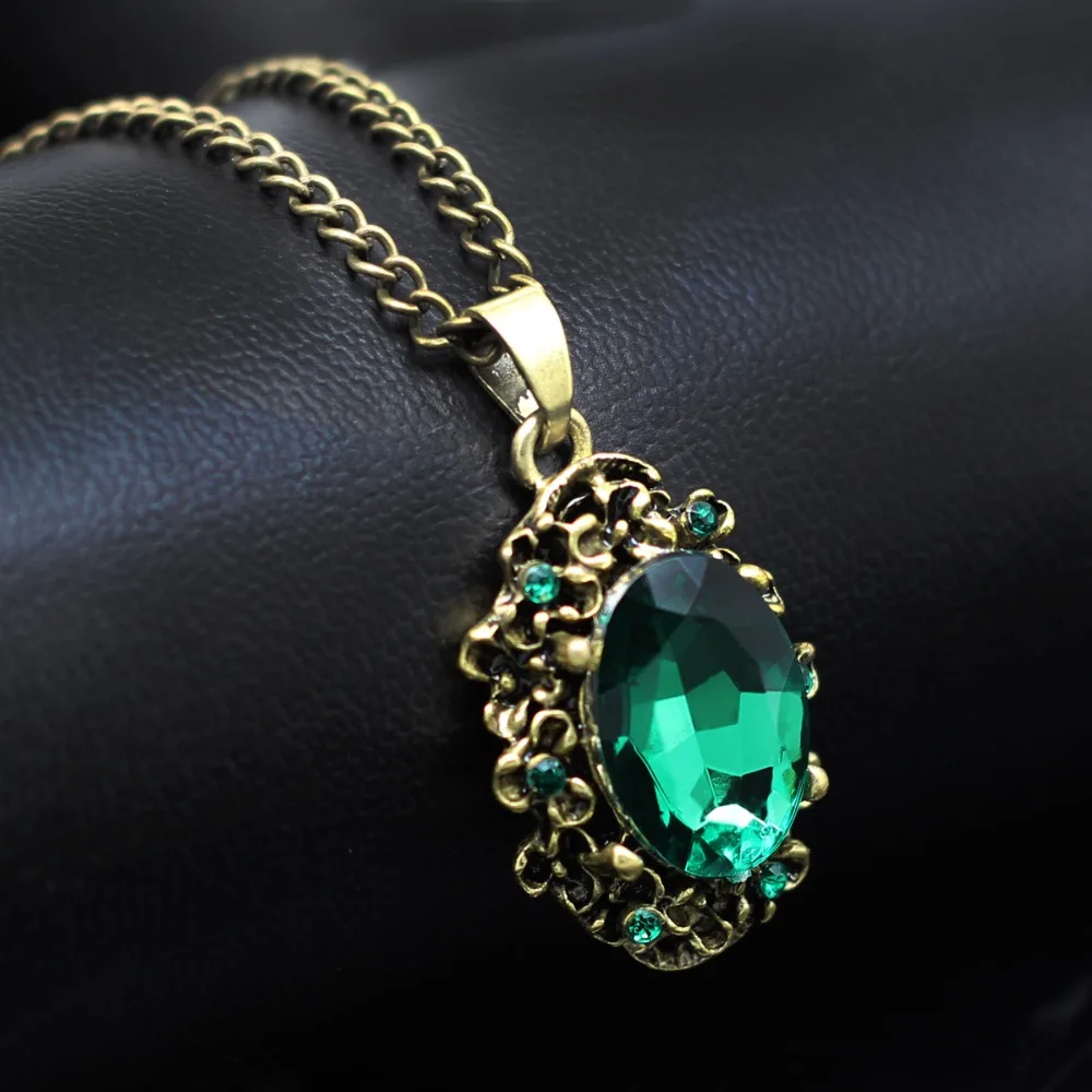 Женское винтажное ожерелье с подвеской в виде зеленых кристаллов|fashion jewelry|jewelry