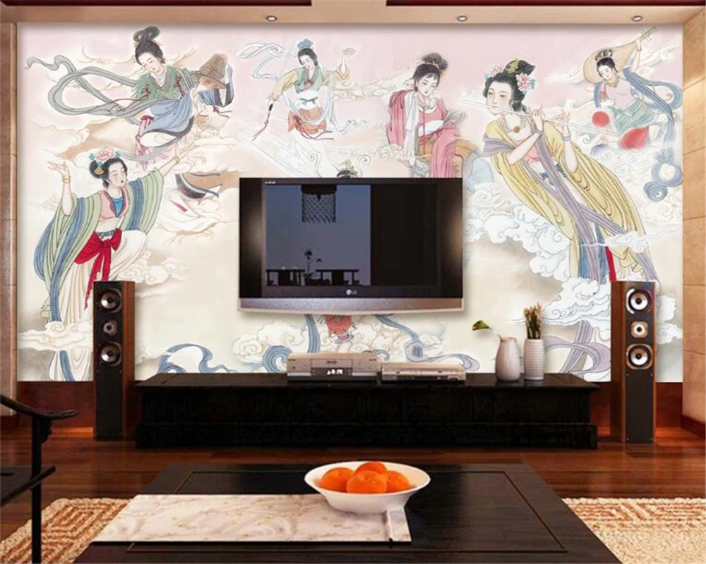 Beibehang photo 3d wallpaper Chinese Seven Fairy Ancient Ladies Makeup Living Room Bedroom TV Background for walls 3D | Обустройство