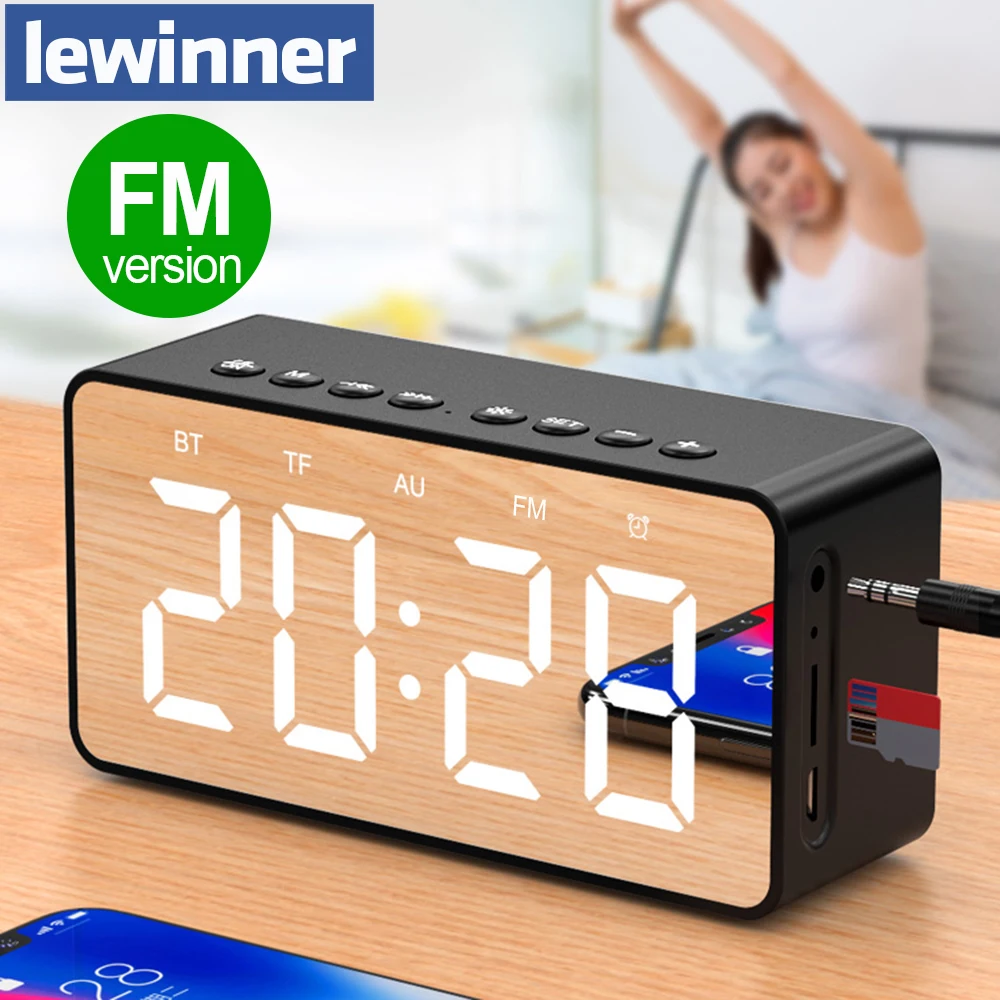 Lewinner портативный Bluetooth динамик супер бас беспроводной стерео динамик s поддержка TF AUX зеркало будильник для телефона компьютера