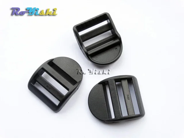 100pcs/pack 1&quotBlack Ladder Lock Slider Plastic Buckles Backpack Straps Webbing 26mm | &amp Hooks