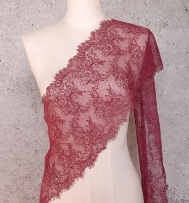 Wine red 6 м/лот разноцветные нейлоновые выдалбливают ресницы кружевной отделкой ширина 23 см нижнее белье свадебное платье diy аксессуары для одежды - Цвет: Wine red