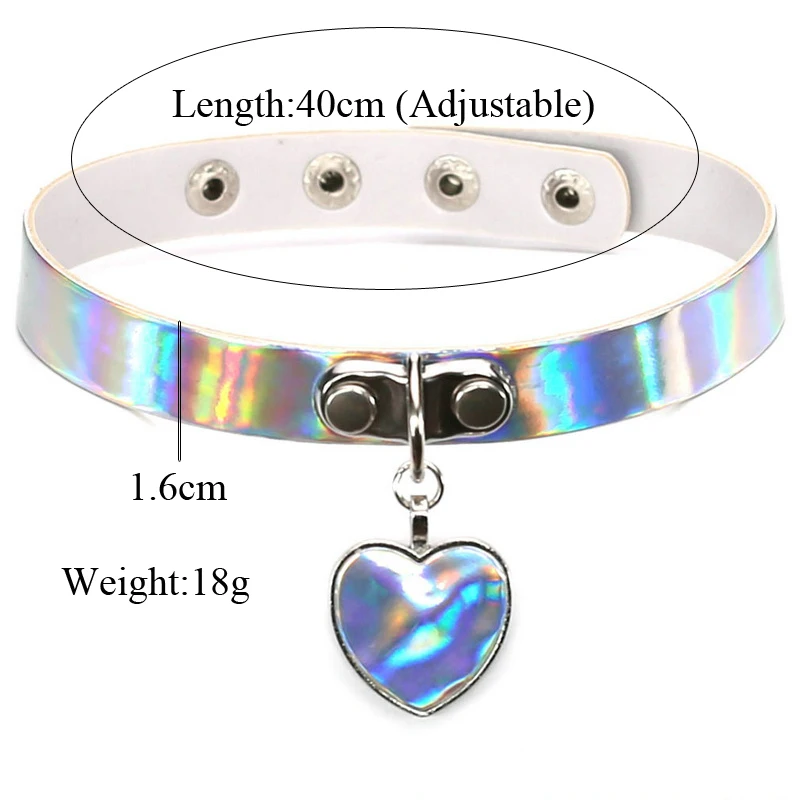 Модное ожерелье с лазерным рисунком готический чокер голографическим сердца в
