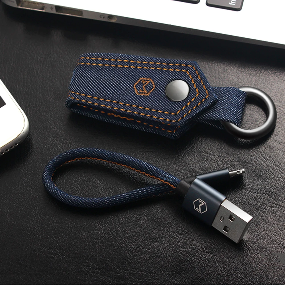 Mcdodo джинсовый тканевый брелок с Lightning для USB кабеля iPhone 7 Plus 6 8 usb разъем из