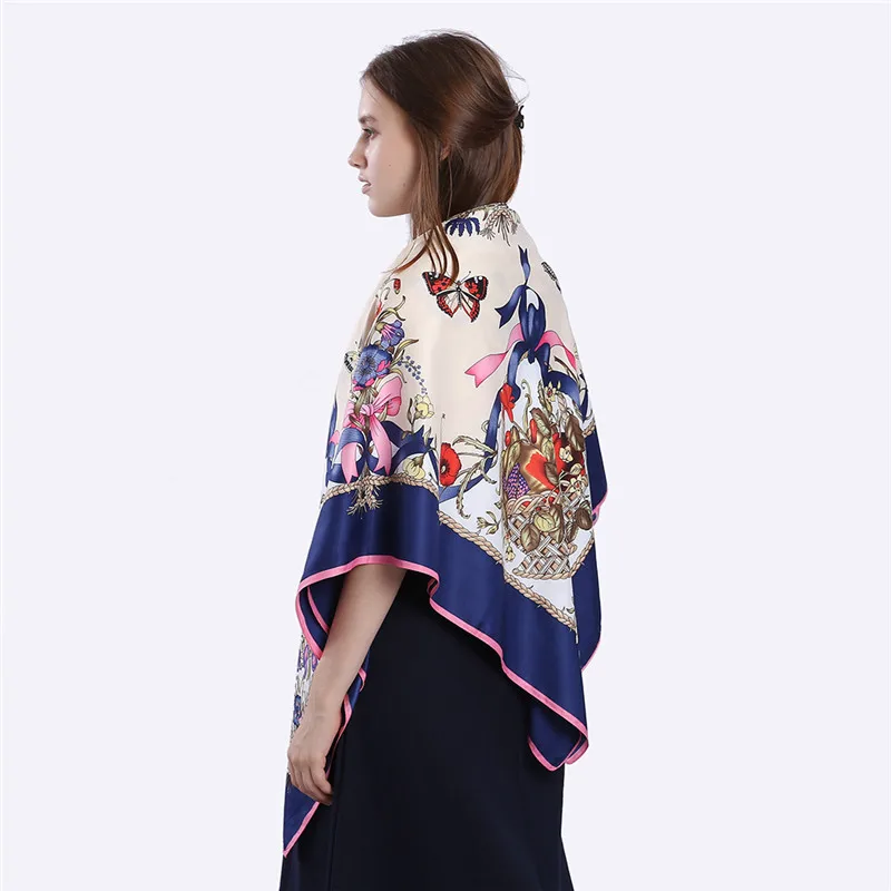 Женский шелковый шарф POBING Роскошный дизайнерский квадратный из 100% твила с