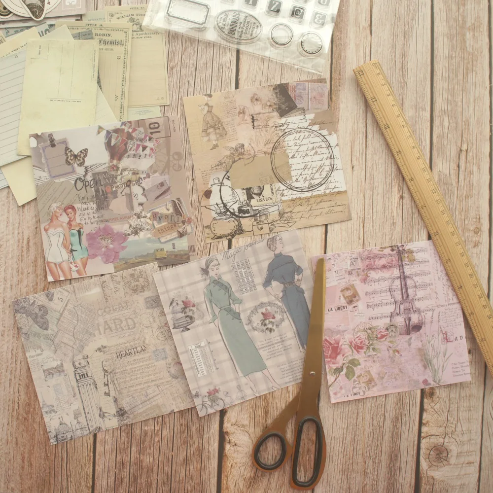 45 шт. DIY темы для квитанции старых документов мини карточки фон крафт бумага штамп