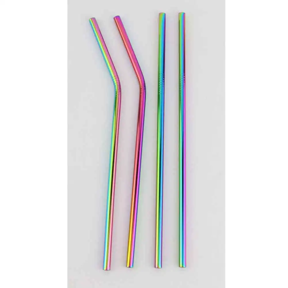 Rainbow 4 PCS 4/6 шт. 21 см соломенная Складная Многоразовые соломы Нержавеющая сталь соломенная щетка Портативный открытый бытовой питьевой инструмент для бара - Цвет: Rainbow 4 PCS