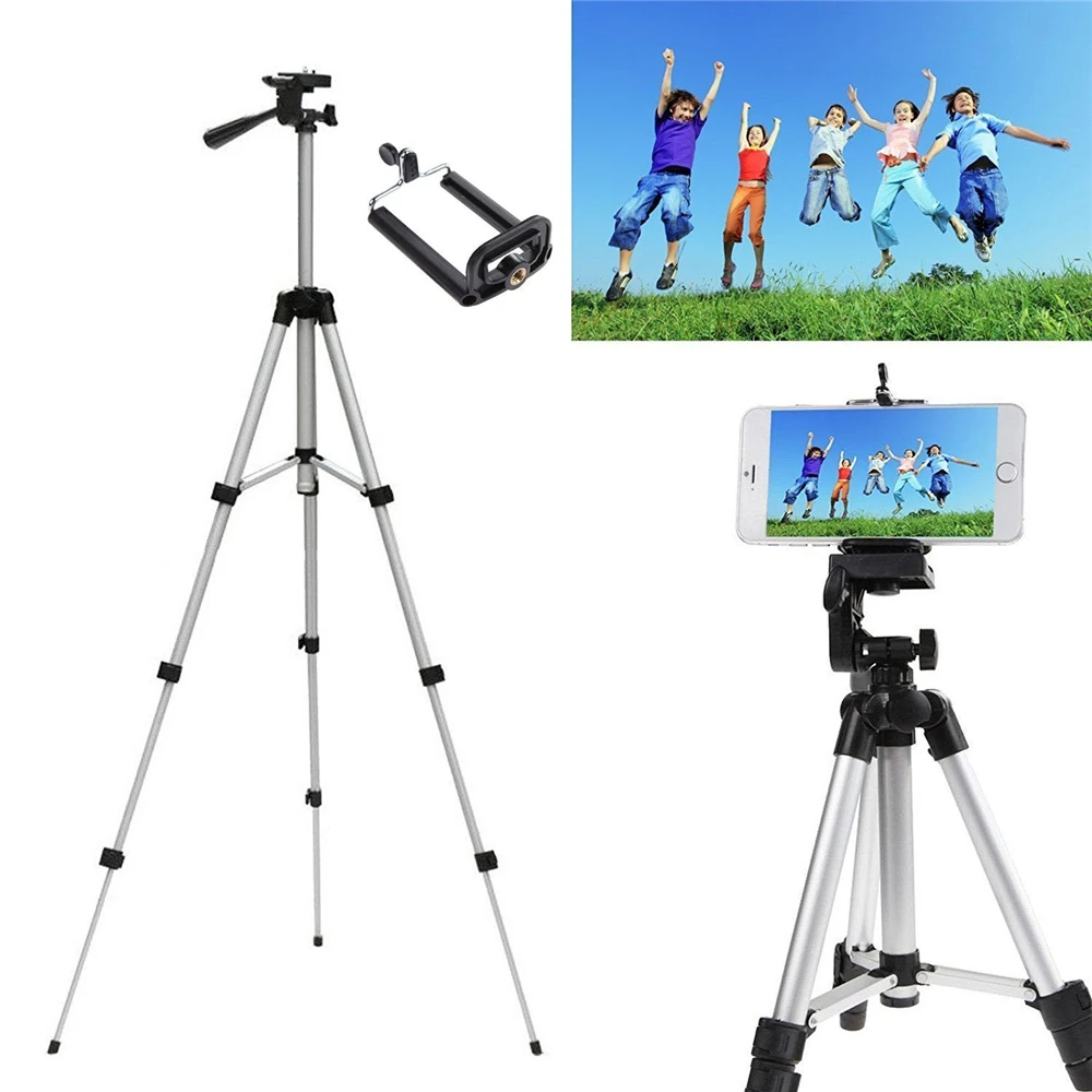 Portable Camera Tripod Stand Holder Adjustable Rotatable Retractable Aluminum Tripods Smartphones Mount