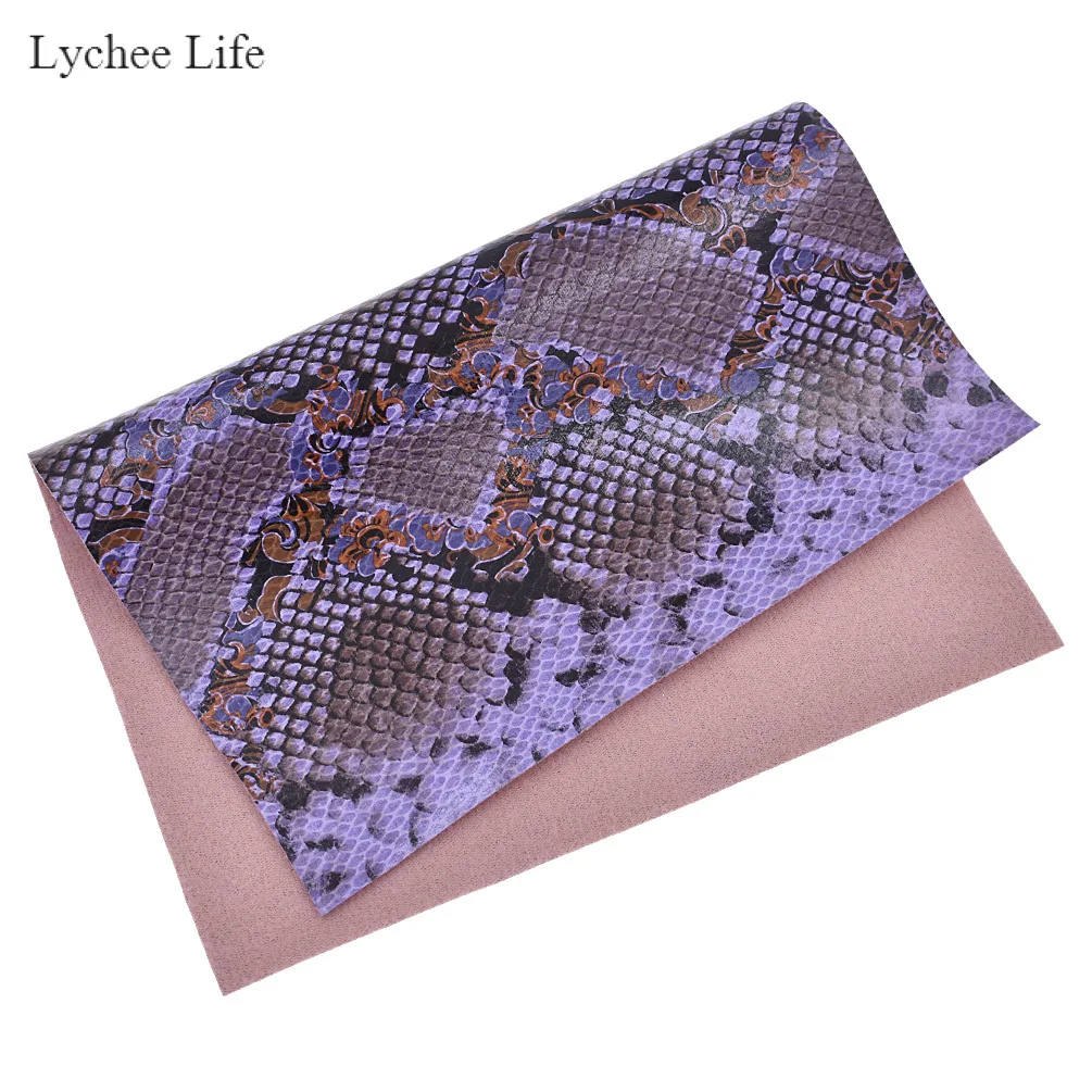 Violet Lychee Life змеиная напечатанная А4 искусственная кожа ткань для рукоделия ручной работы швейная одежда лук-знать мешок украшения аксессуары - Цвет: Violet