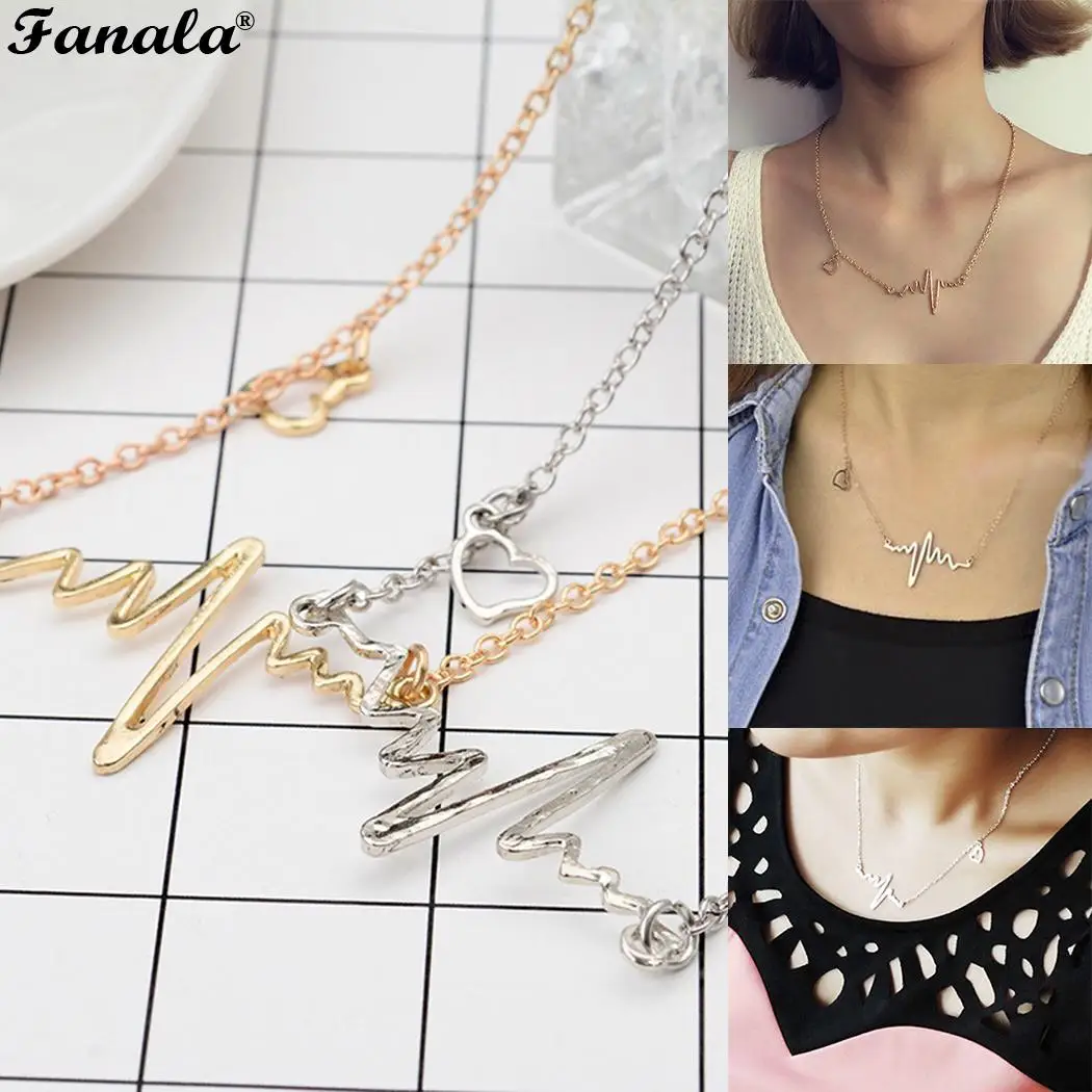 Кулон Heartbeat ЭКГ Для женщин Jewelry Цепочки и ожерелья s Импульсный очарование |
