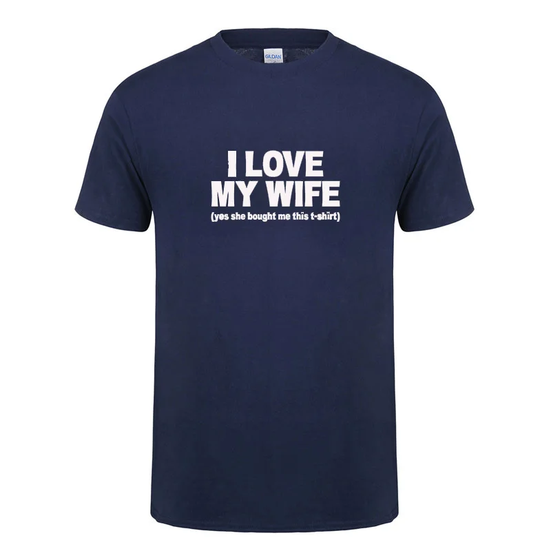 Футболка с надписью I LOVE MY WIFE хлопковая Повседневная футболка для мужчин на день