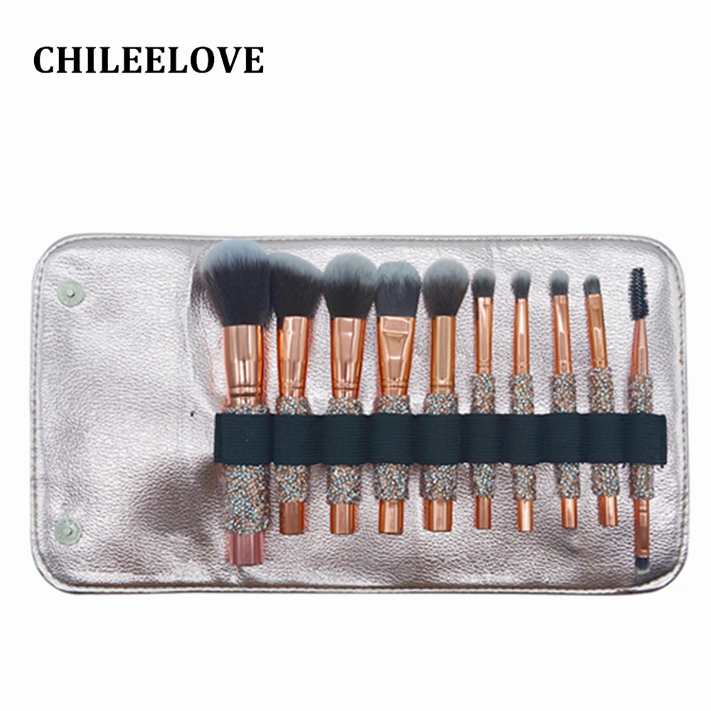 CHILEELOVE 10 шт./компл. Алмазный Набор кистей для макияжа с косметический мешок для сбора для девочек Для женщин Make Up инструмент для путешествий на каждый день