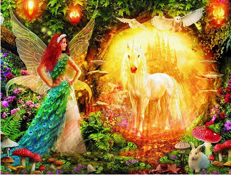 Алмазная 5D мозаика сделай сам красота Волшебный единорог алмазная живопись
