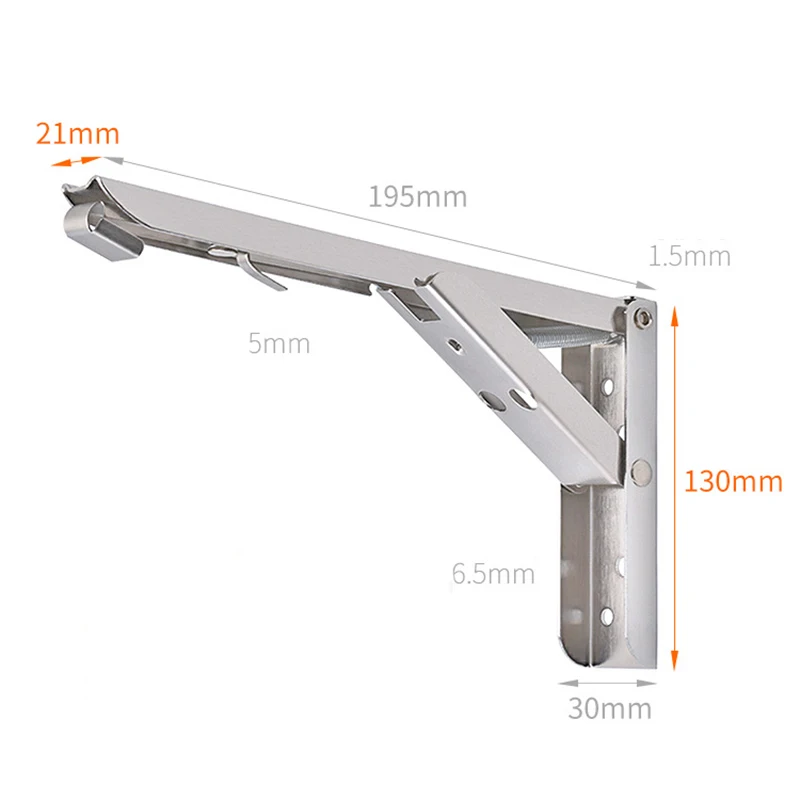 8 inches 2* кронштейны из нержавеющей стали треугольный складной стол складной кронштейн фиксатор для книжных полок кухонные полки - Цвет: 8 inches