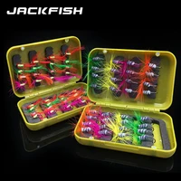 jackfish 32pcslot fly fishing lure trout single dry ice fishing lures artificial bait with waterproof box pesca fishing tackle