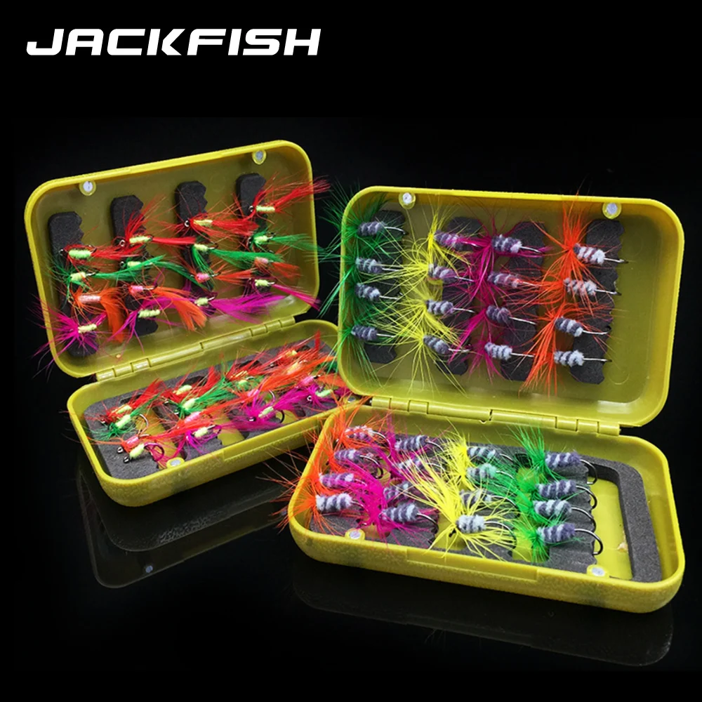 JACKFISH 32 шт./лот приманка для ловли нахлыстом одиночные приманки сухой подледной