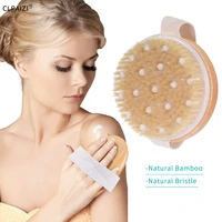 clpaizidry dry brushing body brush exfoliating bath brush with massage knots natural bristle remove dead skin shower brush