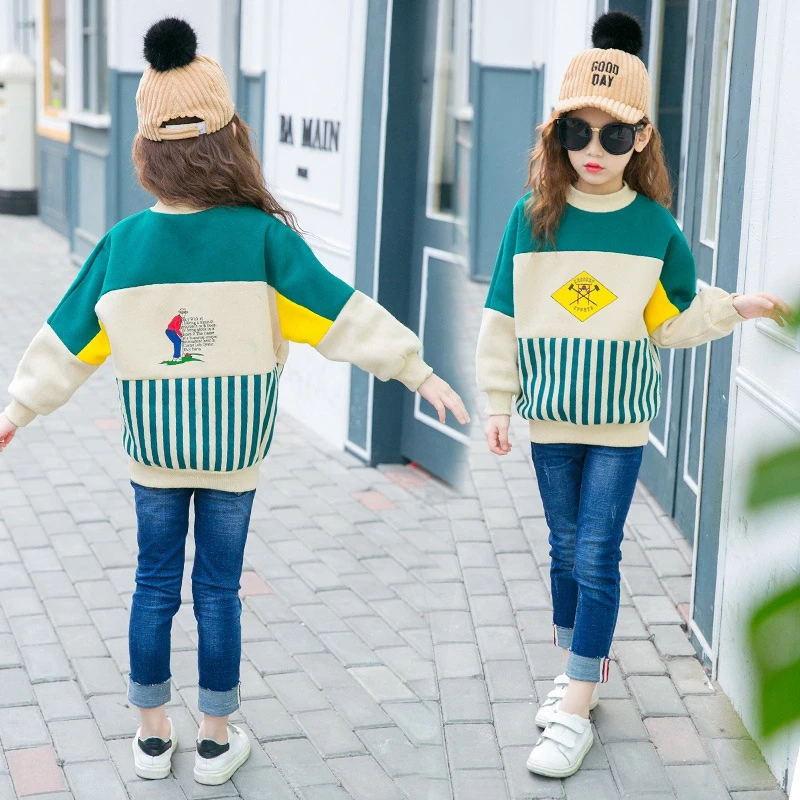 Осень 2019 детские толстовки для девочек свитшоты хлопковые пуловеры с мультяшным